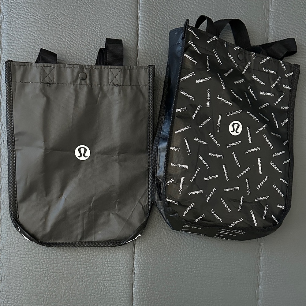 Lululemon Athletica Black, Patterned, and White Mini Tote Bags